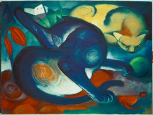 Deux chats, bleu et jaune - Franz Marc