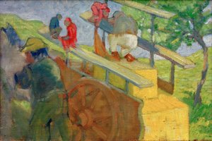 Petit singe sur une charrette