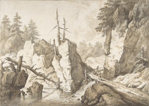 Paysage de montagne suisse avec petit pont enjambe un ruisseau