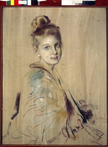 Jeune fille avec un éventail - Franz Seraph von Lenbach