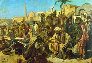 Un marché au Caire, fin 19ème siècle - Franz Theodor Wurbel