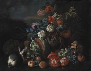 Base en pierre avec des fleurs et des fruits - Franz Werner Tamm