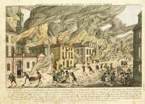 Vue de New York pendant le grand incendie de 1776; Représentation du feu terrible à Nouvelle York, 1780