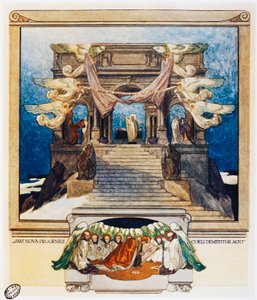 Et une nouvelle progéniture descend du ciel, Verset 72, Purgatorio, Chant XXII, La Divine Comédie, par Dante Alighieri, illustration de Franz Von Bayros, Vienne