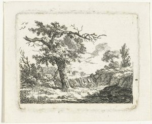 Paysage avec arbre aux deux branches mortes