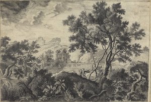 Paysage classique avec un tempietto