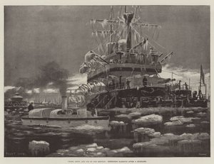 Givre, neige et glace sur la Medway, port de Sheerness après une tempête de neige - Fred T. Jane