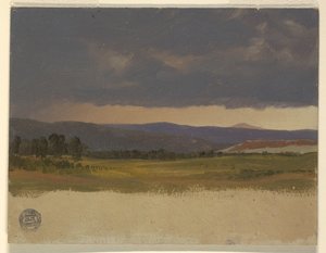 Colline Bleue sous des Nuages Bas