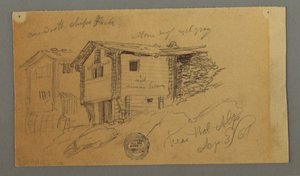 Détails des cabanes de montagne, maisons et un rocher, Alpes bernoises, Suisse