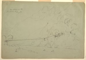 Dessin, pont de cordes en Colombie, août 1853 - Frederic Edwin Church