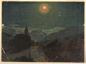 Dessin, Paysage alpin de nuit, 1868 - Frederic Edwin Church