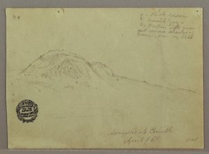 Dessin, Colline nue, Acropole de Corinthe, Grèce, avril 1869 - Frederic Edwin Church