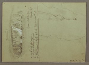 Dessin, Colline nue, Acropole de Corinthe, Grèce, avril 1869 - Frederic Edwin Church