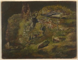Dessin, Boulder dans les bois, vers 1845 - Frederic Edwin Church
