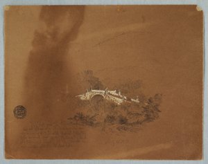 Dessin, pont sur la rivière Combeima à Ibaque, Colombie, 16 juillet 1853 - Frederic Edwin Church