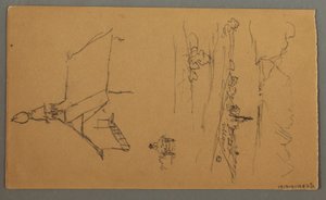 Dessin, Vallée large, hangar, St. Gilgen, Autriche, peut-être 1868 - Frederic Edwin Church