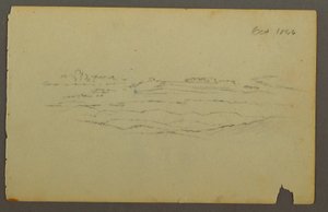 Dessin, Grand paysage vallonné avec des nuages, 1844