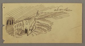 Dessin, bâtiment au clair de lune, peut-être 1869 - Frederic Edwin Church