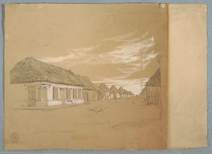 Dessin, Calle de Commerce, Barranquilla, Colombie, mai 1853 - Frederic Edwin Church