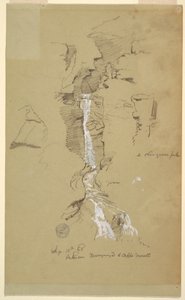 Dessin, Cascade entre Ceppo Morelli et Macugnaga - Frederic Edwin Church