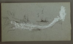 Dessin, Cascade, probablement Konigssee, Bavière, 1868 - Frederic Edwin Church