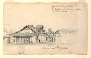 Dessin, église de Tuquerres, Colombie, août 1853 - Frederic Edwin Church