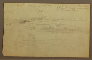 Dessin, étude de nuages sur des collines, années 1860 - Frederic Edwin Church