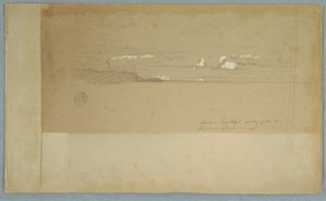 Dessin, Ciel nuageux sur un terrain vallonné et boisé, peut-être 1857 - Frederic Edwin Church