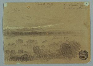 Dessin, ciel nuageux sur des montagnes, 19 juillet 1866 - Frederic Edwin Church