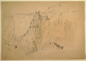 Dessin, côte avec des rochers escarpés, août 1885 - Frederic Edwin Church