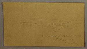 Dessin, vue lointaine du mont Saddleback, Maine, 1er octobre 1867
