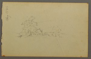Dessin, bâtiments de ferme éloignés, 1844 - Frederic Edwin Church