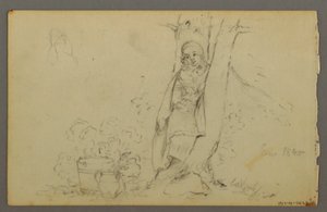 Dessin, bâtiments de ferme éloignés, 1844