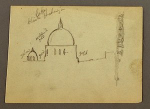 Dessin, Dômes de la basilique Saint-Pierre (vus du nord), Rome, Italie, janvier 1869 - Frederic Edwin Church