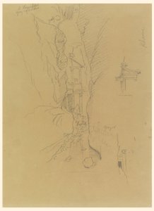 Dessin, El Khasneh depuis le Sik, Petra, fin février 1868 - Frederic Edwin Church
