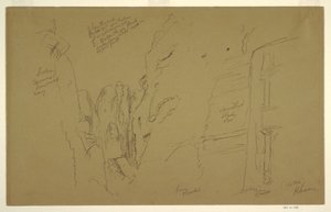 Dessin, El Khasnesh, Petra Jordanie, 26 février 1868 - Frederic Edwin Church