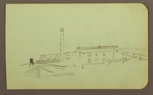 Dessin, usine ; verso : figures, 1883 - Frederic Edwin Church