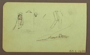 Dessin, usine ; verso : figures, 1883 - Frederic Edwin Church
