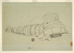 Dessin, colonne tombée du temple de Zeus Olympien, Athènes, avril 1869 - Frederic Edwin Church
