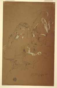 Dessin, rocher tombé pris sur des débris, El Yemen, 2 mars 1868 - Frederic Edwin Church