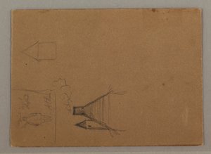 Dessin, figure, toits, peut-être 1869 - Frederic Edwin Church