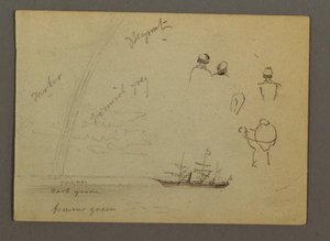 Dessin, études de figures, voilier, arc-en-ciel, peut-être 1868 - Frederic Edwin Church