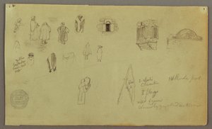 Dessin, études de figures, drapeau à fenêtres, peut-être 1868 - Frederic Edwin Church