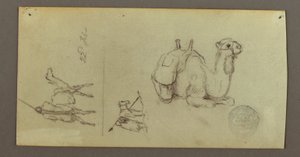 Dessin, études de figures et de chameaux, 22 février 1868 - Frederic Edwin Church
