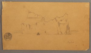 Dessin, Iceberg flottant avec voilier, peut-être 1859 - Frederic Edwin Church