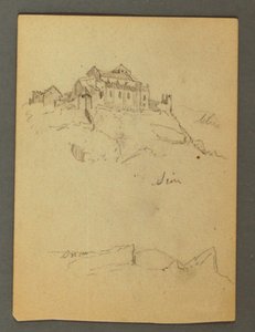 Dessin, Fortification des falaises, Sion, vallée du Rhône, peut-être 1868 - Frederic Edwin Church