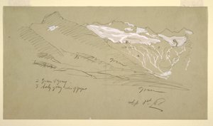 Dessin, des Alpes bernoises, Bel Arp, août 1868 - Frederic Edwin Church