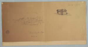 Dessin, portail et vue partielle de Guaranda, Équateur, 3 juin 1857 - Frederic Edwin Church