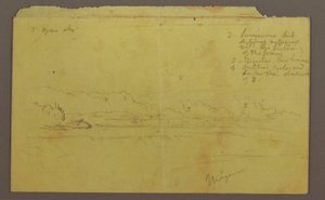 Dessin, île Goat et chutes canadiennes, peut-être 1856 - Frederic Edwin Church