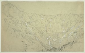 Dessin, Grand Bassin, mont Katahdin, vers 1877 - Frederic Edwin Church